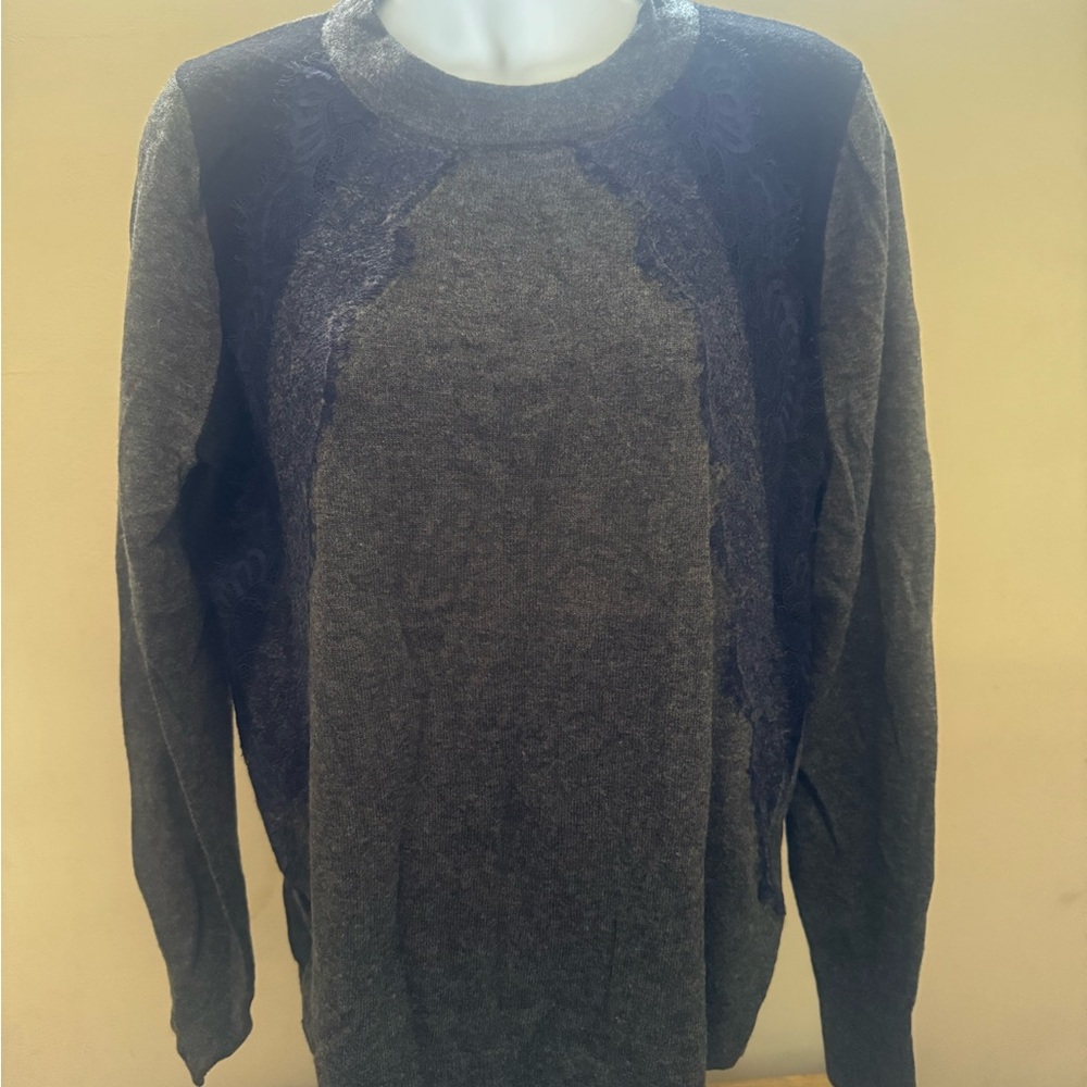 J. Crew Men's Gray and Navy Crewneck Sweater